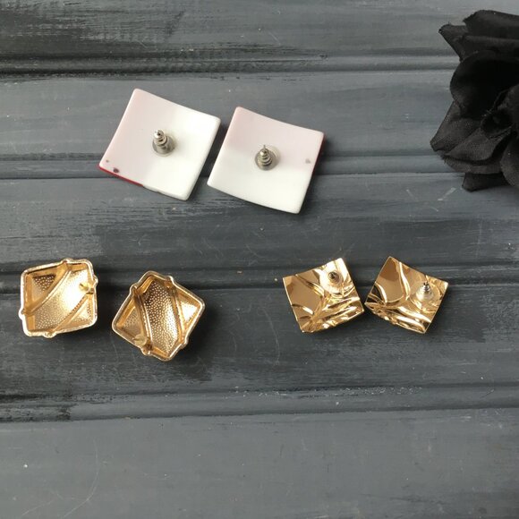 Vintage Red + Gold Earring Lot (Lot of 3) - Picture 5 of 9